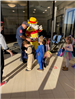 Fire mascot and children