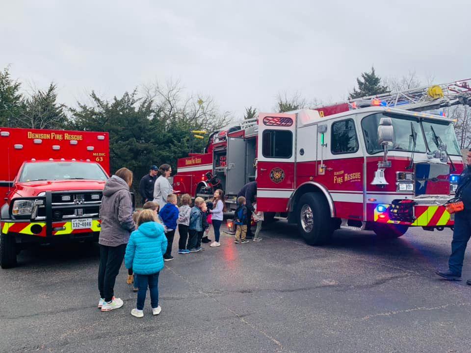 Fire truck and children