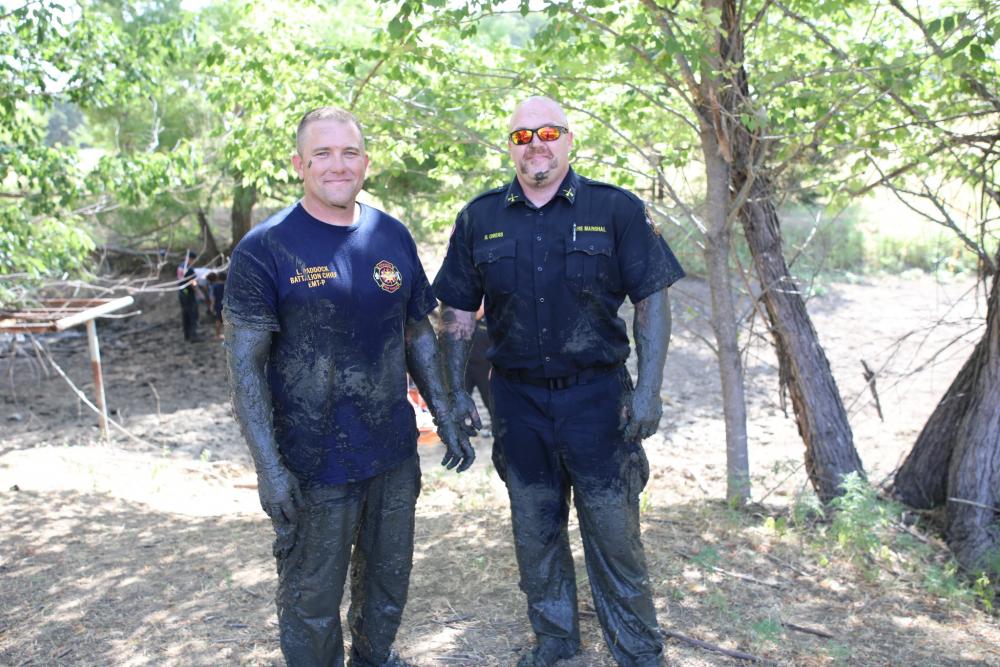 Firefighters after rescue