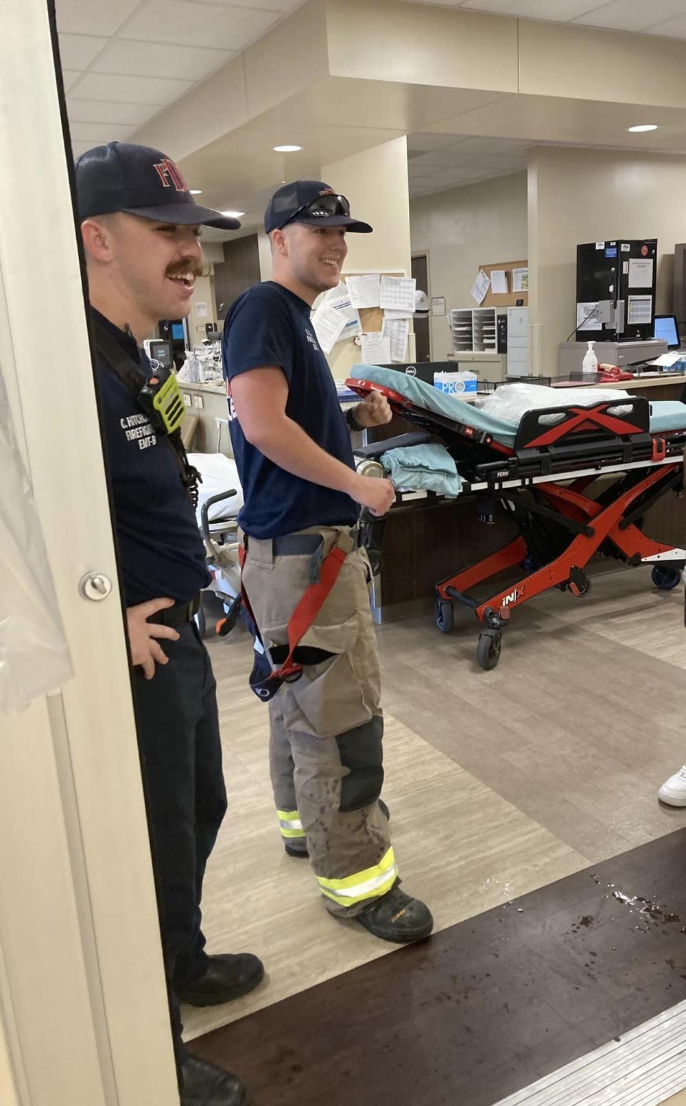 Firefighters indoors