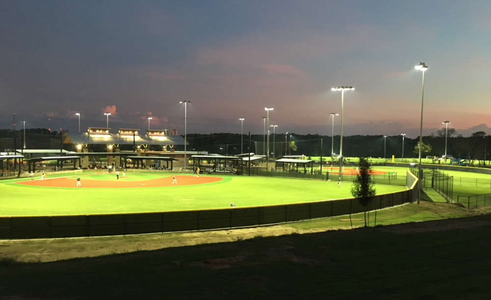 Baseball game at night