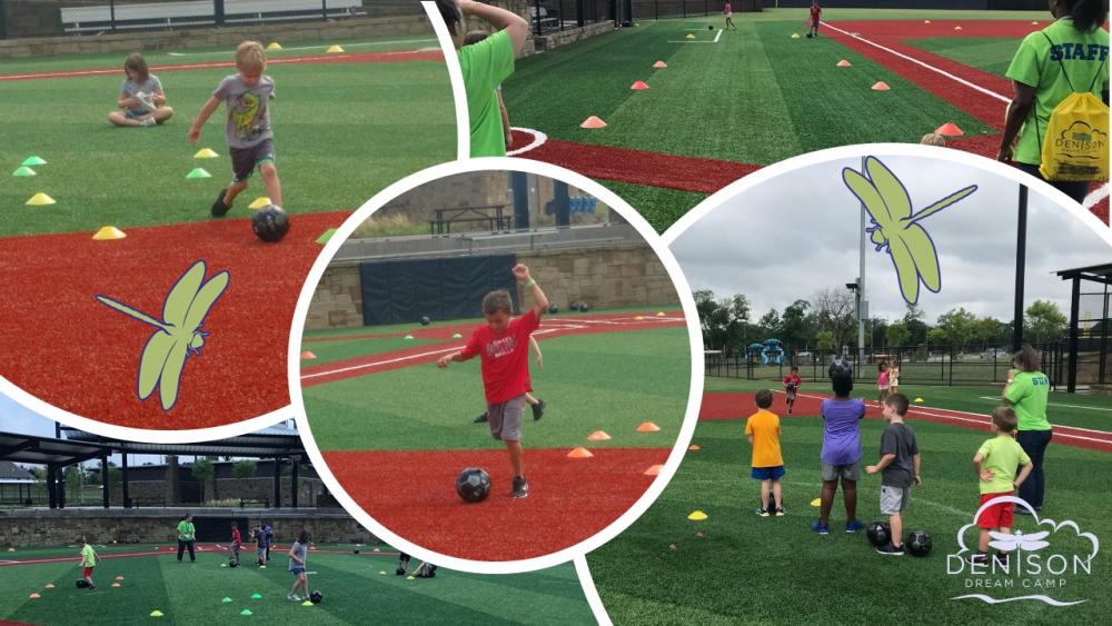 Children playing ball games at camp