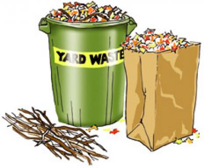 Yard waste in paper bag and manageable pile